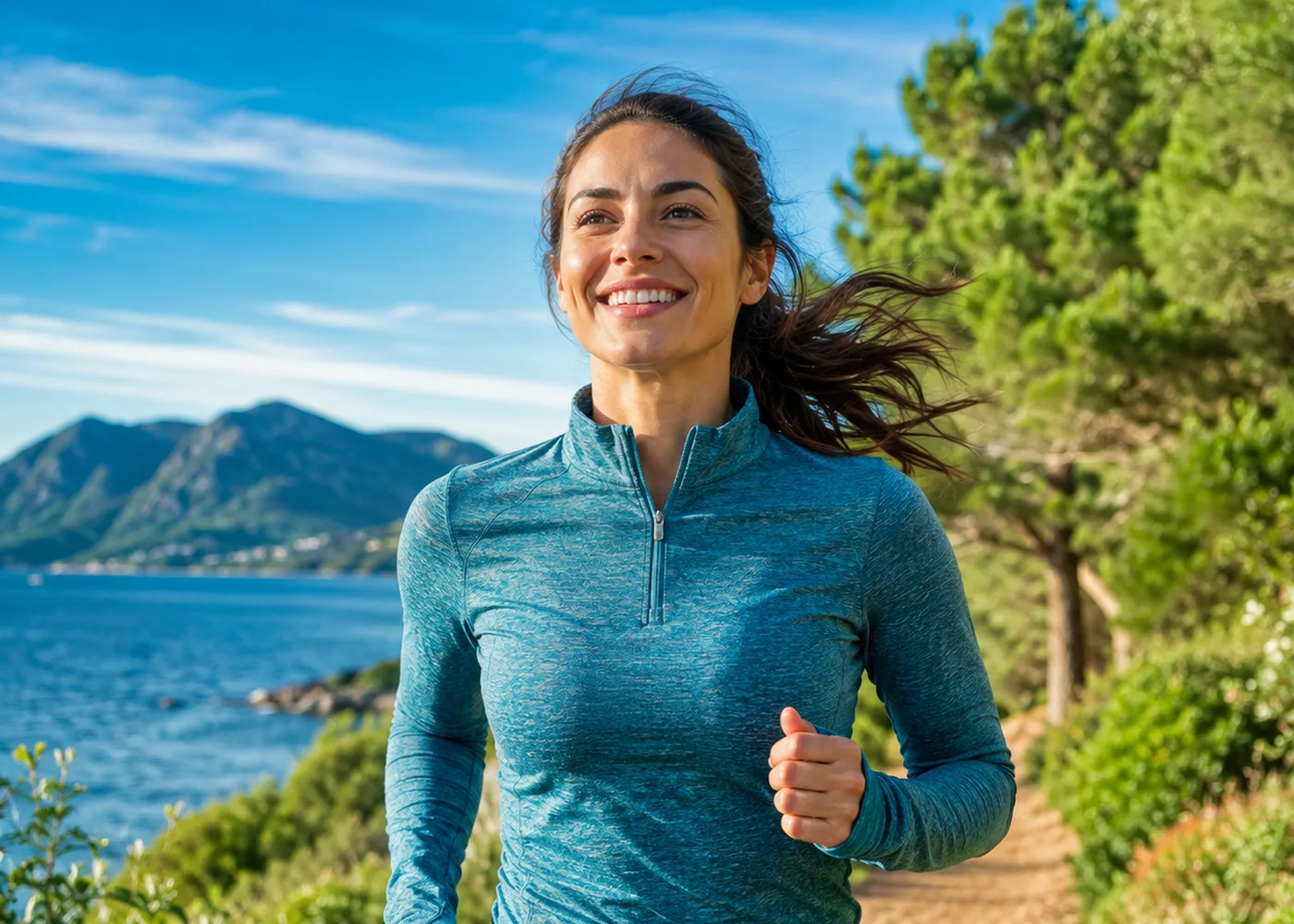 Mujer activa realizando ejercicio al aire libre